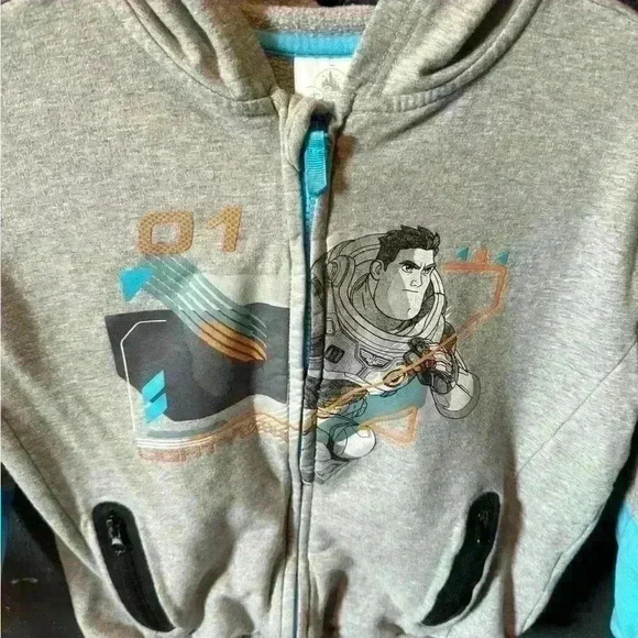 Kids Disney Buzz Lightyear Zip Up Hoodie Blue Grey Size 7 - Picture 2 of 4